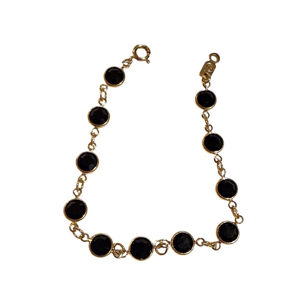 Vintage Swarovski Bracelet With Black Crystal Accents & Lobster Clasp Closure
